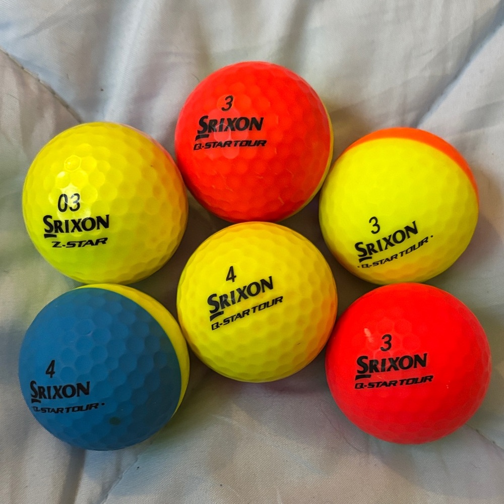 6 Srixon High-Visibility Z-STAR Tour Golf Ball Set - Neon Yellow, Orange, Blue